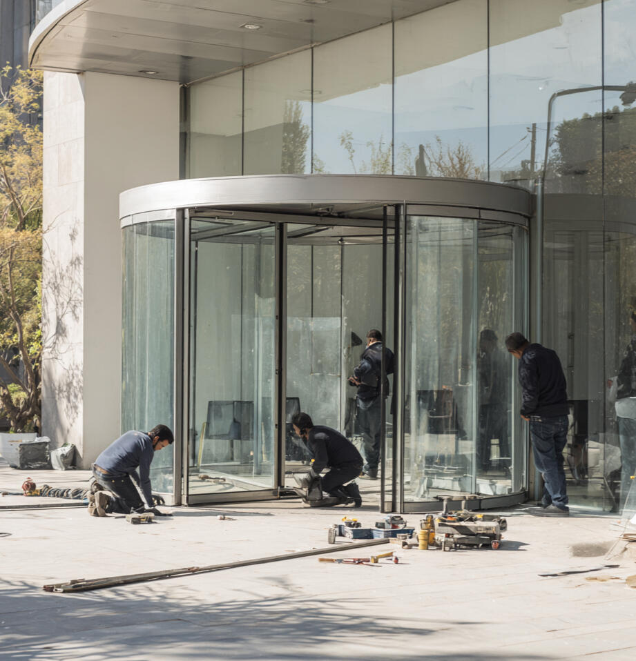 Puerta giratoria automática de vidrio — MRDOOR CDMX